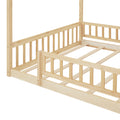 Full Size Wood Bed House Bed Frame With Fence, For Kids, Teens, Girls, Boys,Natural Box Spring Not Required Full Natural Wood Pine Bed Frame Wood