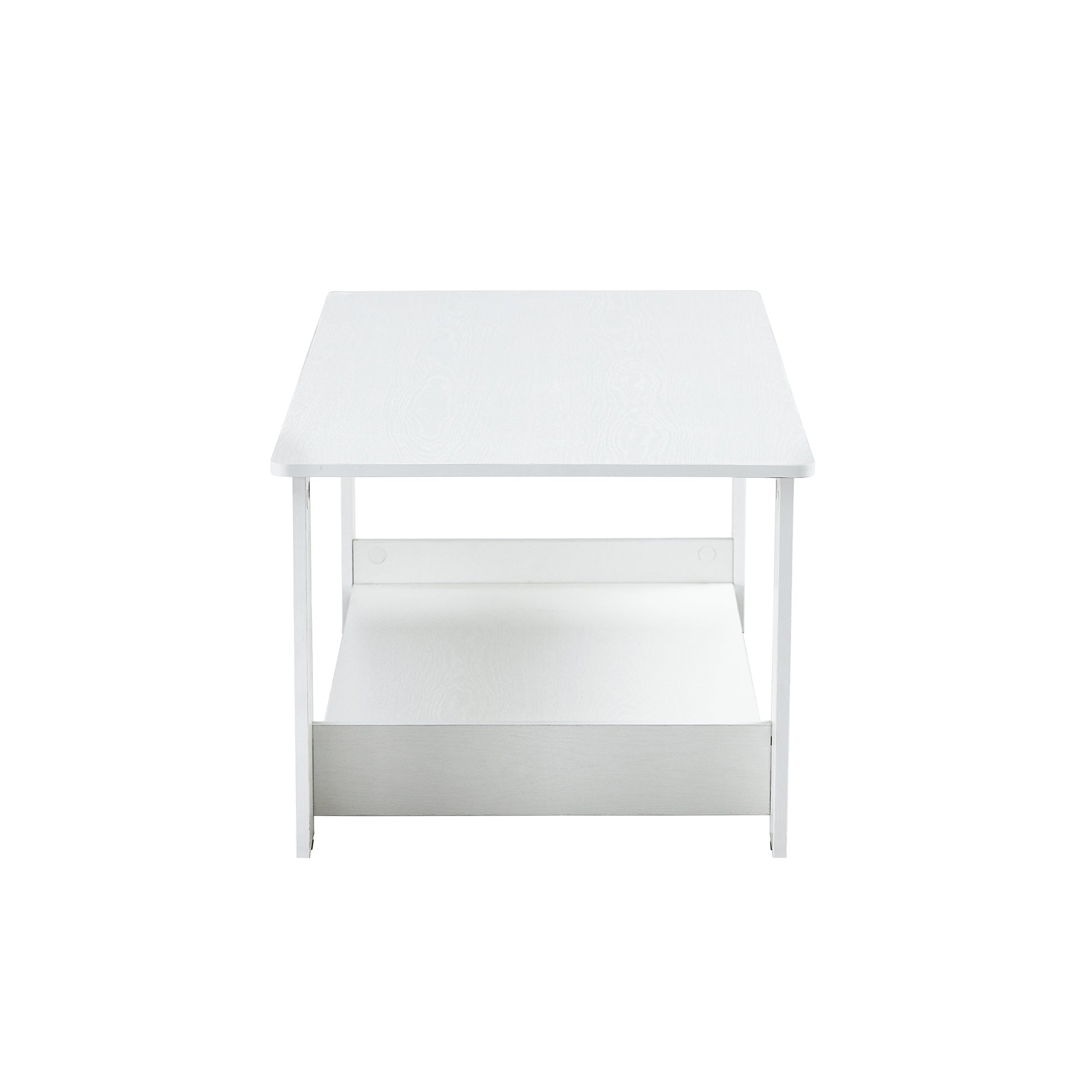 A Modern And Practical White Coffee Table And Coffee Table. The Double Layered Coffee Table Is Made Of Mdf Material,. Suitable For Living Room, Bedroom, And Study.43.3"*21.6"*16.5" Ct 16 White Mdf