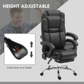 Vinsetto Massage Office Chair With 6 Vibration Points, Heated Reclining Pu Leather Computer Chair With Adjustable Height, Footrest, Black Black Pu Leather