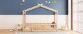 Twin Size Wood Bed House Bed Frame With Fence, For Kids, Teens, Girls, Boys,Natural Box Spring Not Required Twin Natural Wood Pine Bed Frame Wood