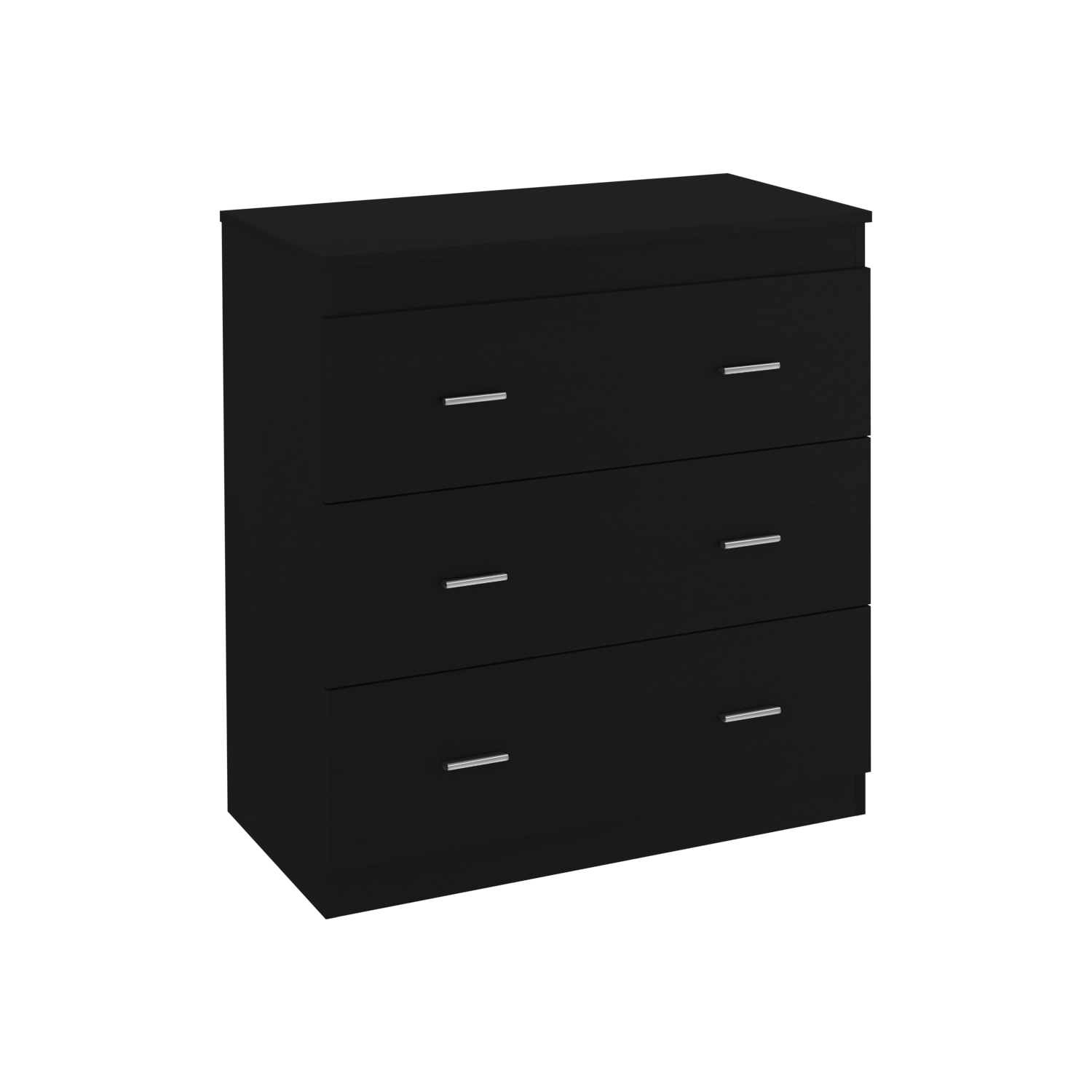 Dresser 33"H, Three Drawer, Superior Top, Metal Handles, Black Black Pine Particle Board Engineered Wood