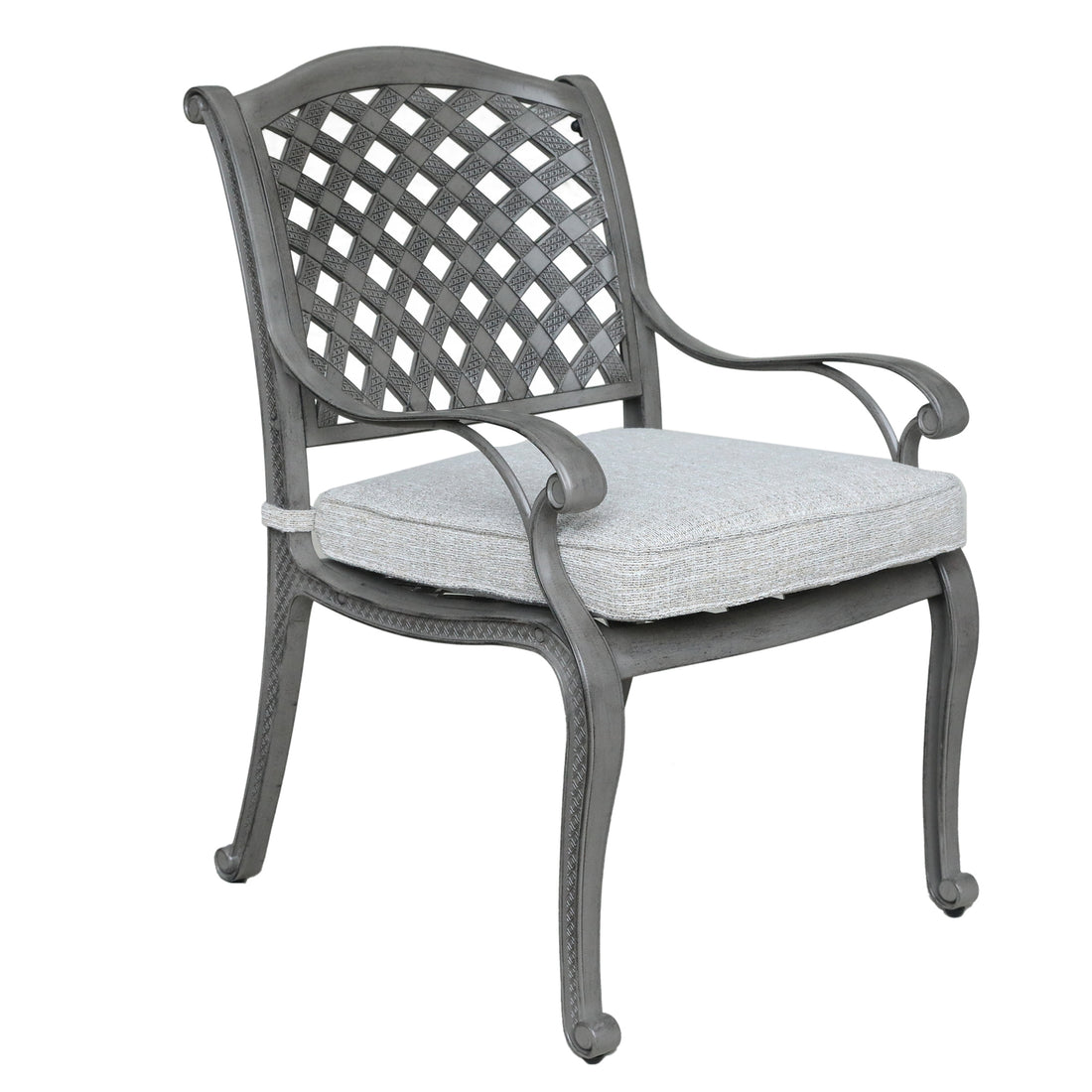 Indoor Outdoor Aluminum Dining Chair With Cushion, Golden Gauze Grey Gold Aluminium