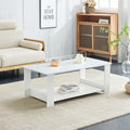 A Modern And Practical White Coffee Table And Coffee Table. The Double Layered Coffee Table Is Made Of Mdf Material,. Suitable For Living Room, Bedroom, And Study.43.3