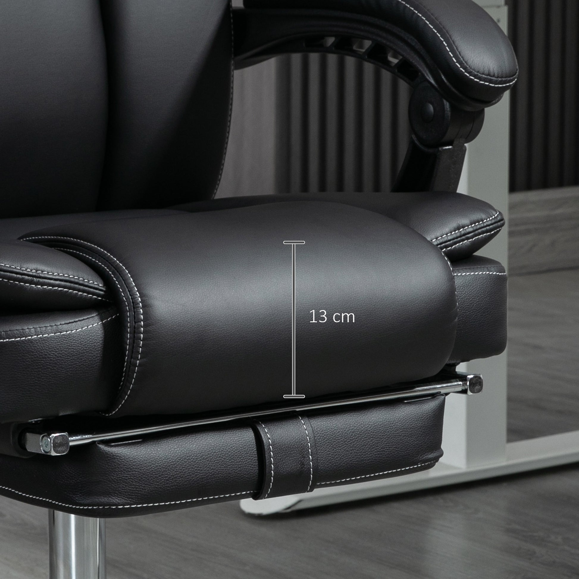 Vinsetto Massage Office Chair With 6 Vibration Points, Heated Reclining Pu Leather Computer Chair With Adjustable Height, Footrest, Black Black Pu Leather