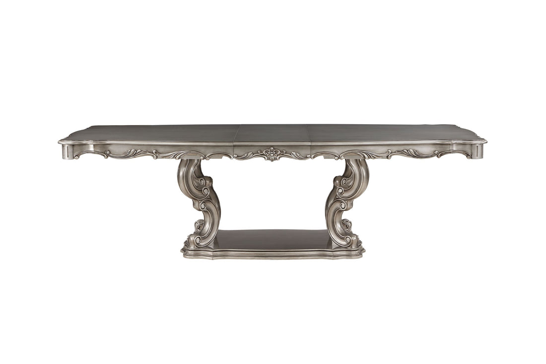 Ariadne Dining Table, Antique Plantinum Finish Dn02281 Light Gray Plywood