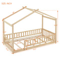 Twin Size Wood Bed House Bed Frame With Fence, For Kids, Teens, Girls, Boys,Natural Box Spring Not Required Twin Natural Wood Pine Bed Frame Wood