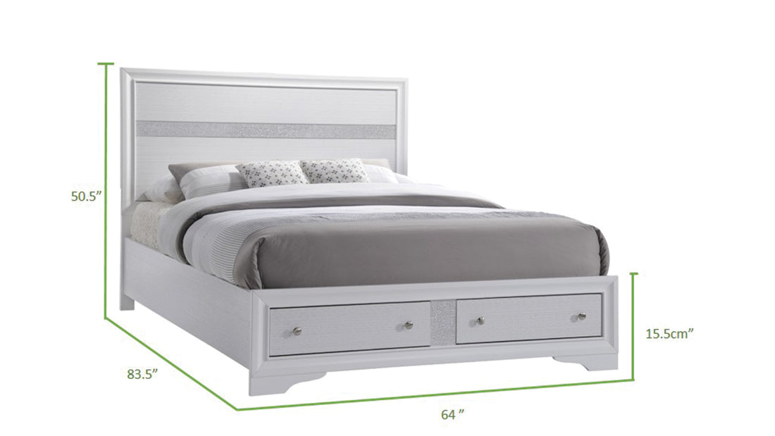 Matrix Traditional Style Queen Size Storage Bed Made With Wood In White Box Spring Not Required Queen White Wood Bedroom Traditional Storage Included Solid Wood Mdf Wood