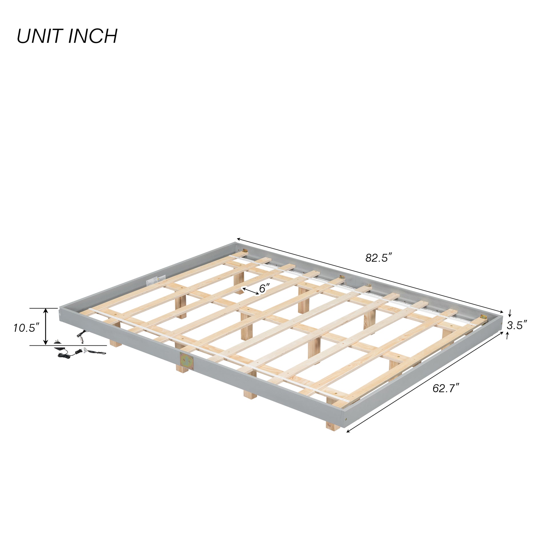 Queen Size Floating Bed With Led Lights Underneath,Modern Queen Size Low Profile Platform Bed With Led Lights,Grey Queen Grey Wood Bedroom American Design Pine Bed Frame Pine