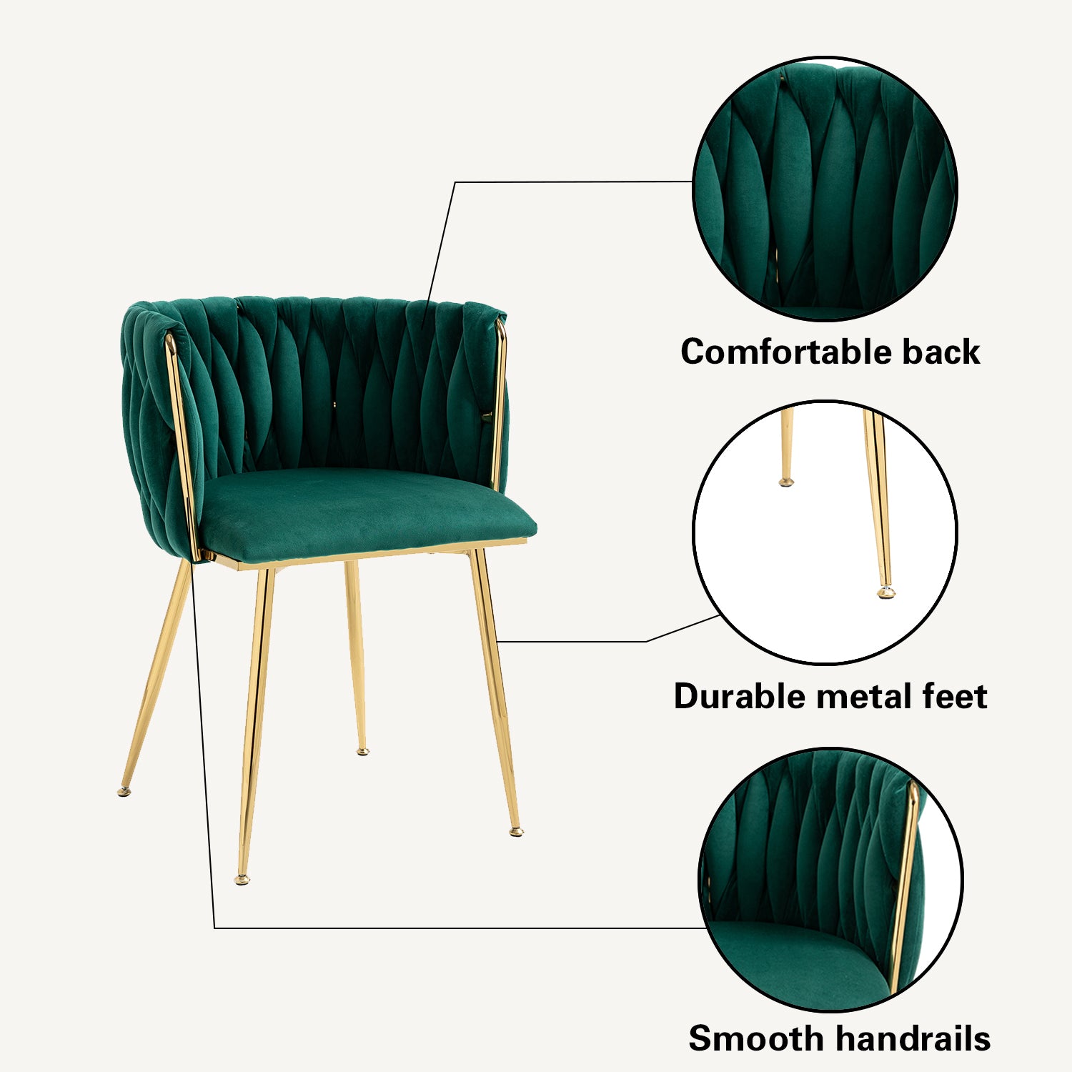 Coolmore Leisuredining Chairsaccent Chair2Pc Set Emerald Metal