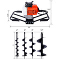 2.7Hp Post Hole Digger 63Cc Two Person Handle Gas Powered 2 Stroke Auger Digging Drill Shaft Size 3 4