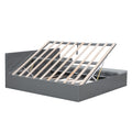 Full Size Wood Storage Hydraulic Platform Bed With Twin Size Trundle, Side Table And Lounge, Gray Box Spring Not Required Full Gray Wood Bedroom Bed Frame Solid Wood Mdf