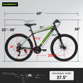 A26322 26 Inch Mountain Bike Adult Aluminum Frame Shock Absorbing Front Fork Bike 21 Speed Disc Brake Mountain Bike Green Aluminium