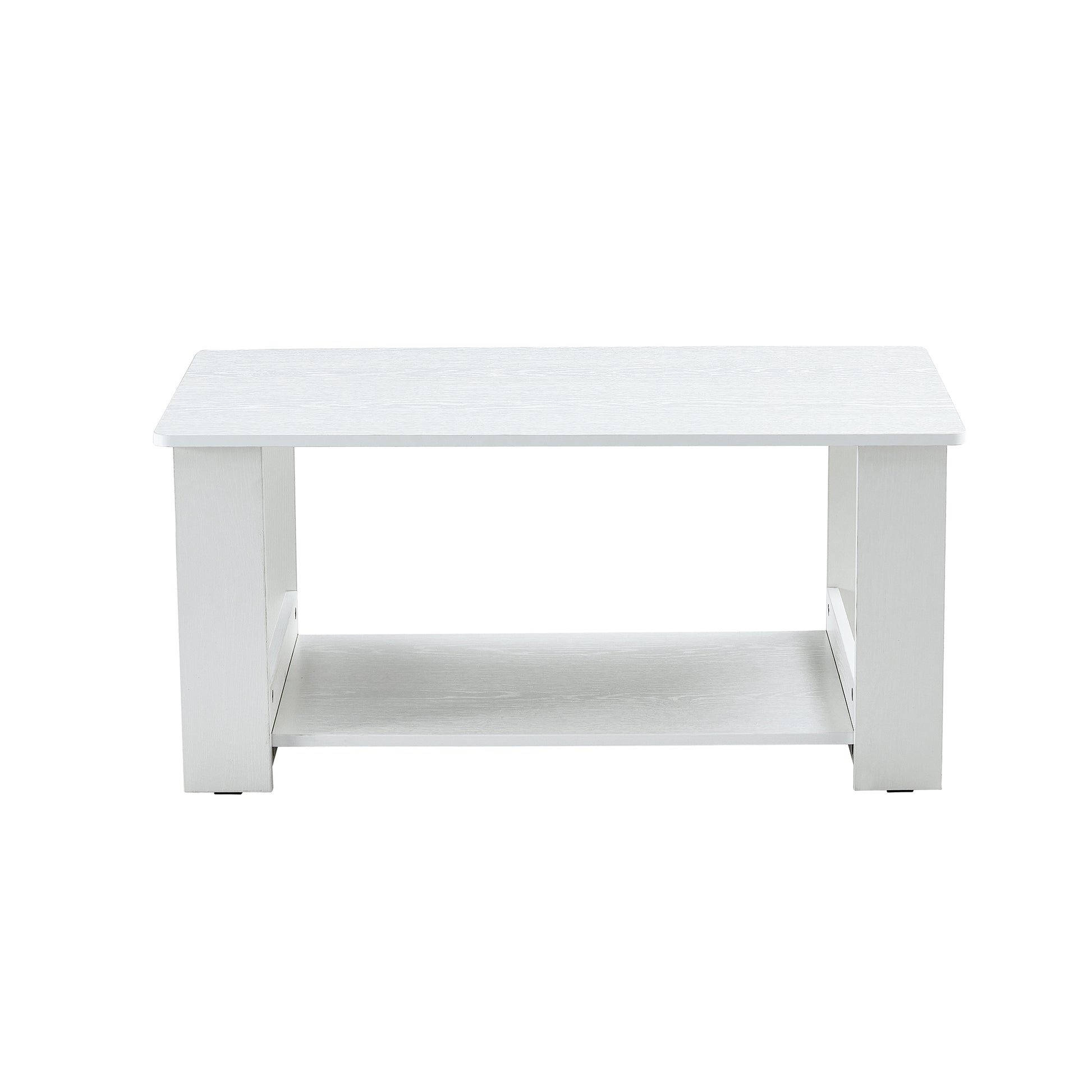 A Modern And Minimalist White Double Layered Rectangular Coffee Table And Coffee Table. Mdf Material Is More Durable And Suitable For Living Rooms, Bedrooms, And Study Rooms. 19.6 "*35.4"*16.5 "Ct