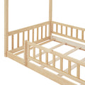 Twin Size Wood Bed House Bed Frame With Fence, For Kids, Teens, Girls, Boys,Natural Box Spring Not Required Twin Natural Wood Pine Bed Frame Wood