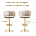 Coolmore Vintage Bar Stools With Back And Footrest Counter Height Dining Chairs 2Pc Set Ivory Metal