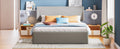 Queen Size Sleigh Bed With Side Tilt Hydraulic Storage System, Linen Upholstery, Gray Gray Linen