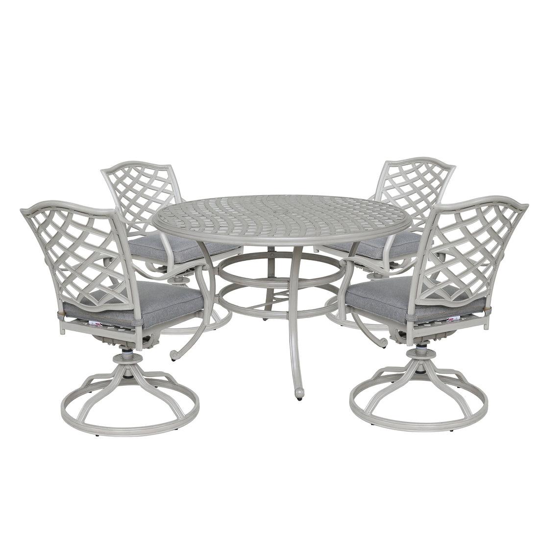 Stylish Outdoor Aluminum 5 Piece Round Dining Set, Basalt Wheat Aluminium