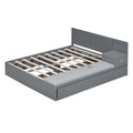 Full Size Wood Storage Hydraulic Platform Bed With Twin Size Trundle, Side Table And Lounge, Gray Box Spring Not Required Full Gray Wood Bedroom Bed Frame Solid Wood Mdf