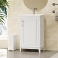 Viedo 20 Inch Modern Small Bathroom Vanity Cabinet With Ceramic Basin 20*15.5*33.3 Inches,Ample Storage,1 Soft Close Door White Solid Wood Mdf