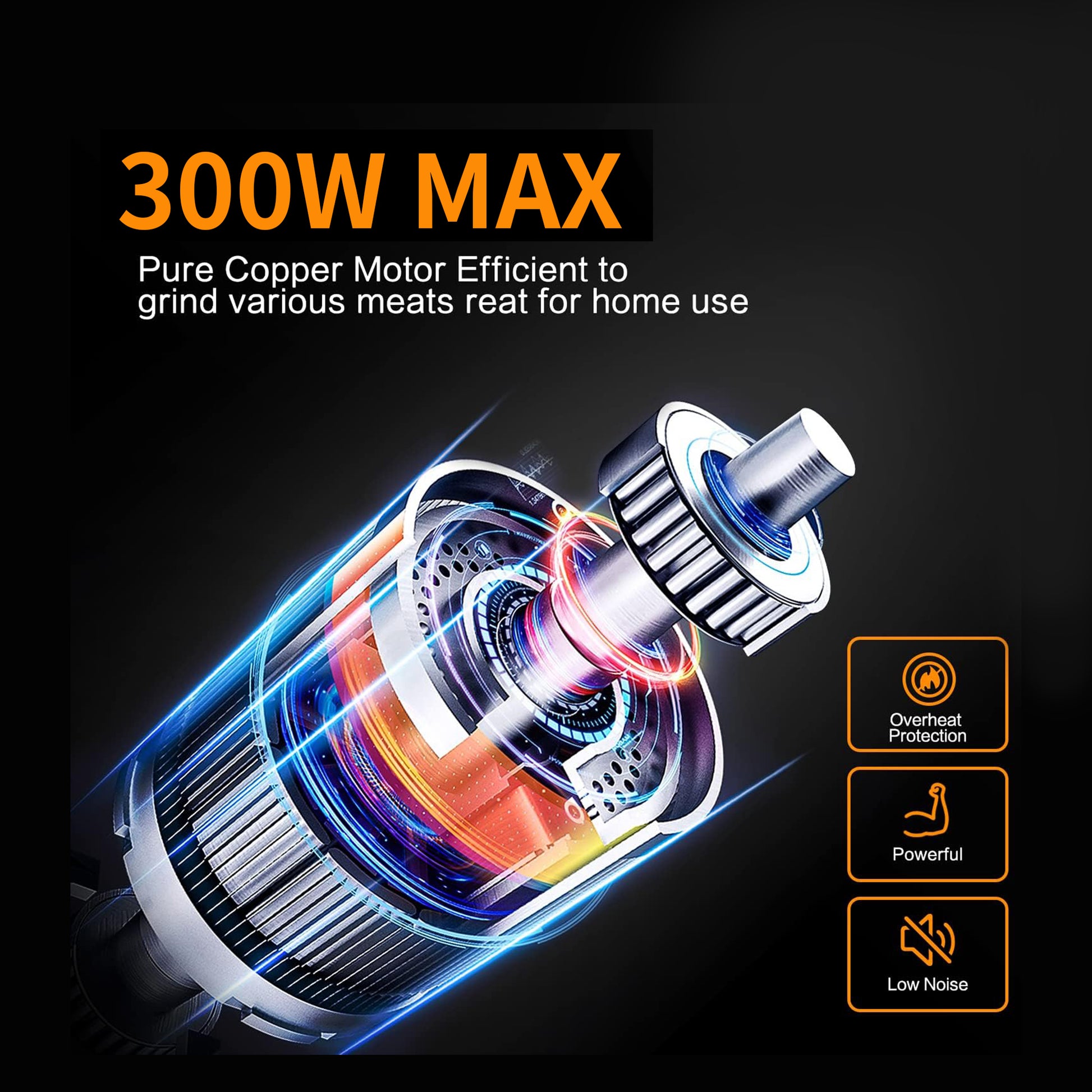 Meat Grinder Commercial Meat Grinding Machine Electric Meat Chopper Mincer With 4 6 8Mm Grinding Plates & Stuffing Tubes Stainless Steel Aqua Grey Kitchen Stainless Steel