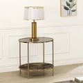 Fiorella End Table, Glass, Black Marble Paint & Gold Finish Lv02223 Gold Metal