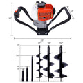 V Type 52Cc 2 Stroke Gas Post Hole Digger One Man Auger Epa Machine Plant Soil Digging Fence Withhole Digger Replacement Auger Bits L6