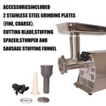 Meat Grinder Commercial Meat Grinding Machine Electric Meat Chopper Mincer With 4 6 8Mm Grinding Plates & Stuffing Tubes Stainless Steel Aqua Grey Kitchen Stainless Steel