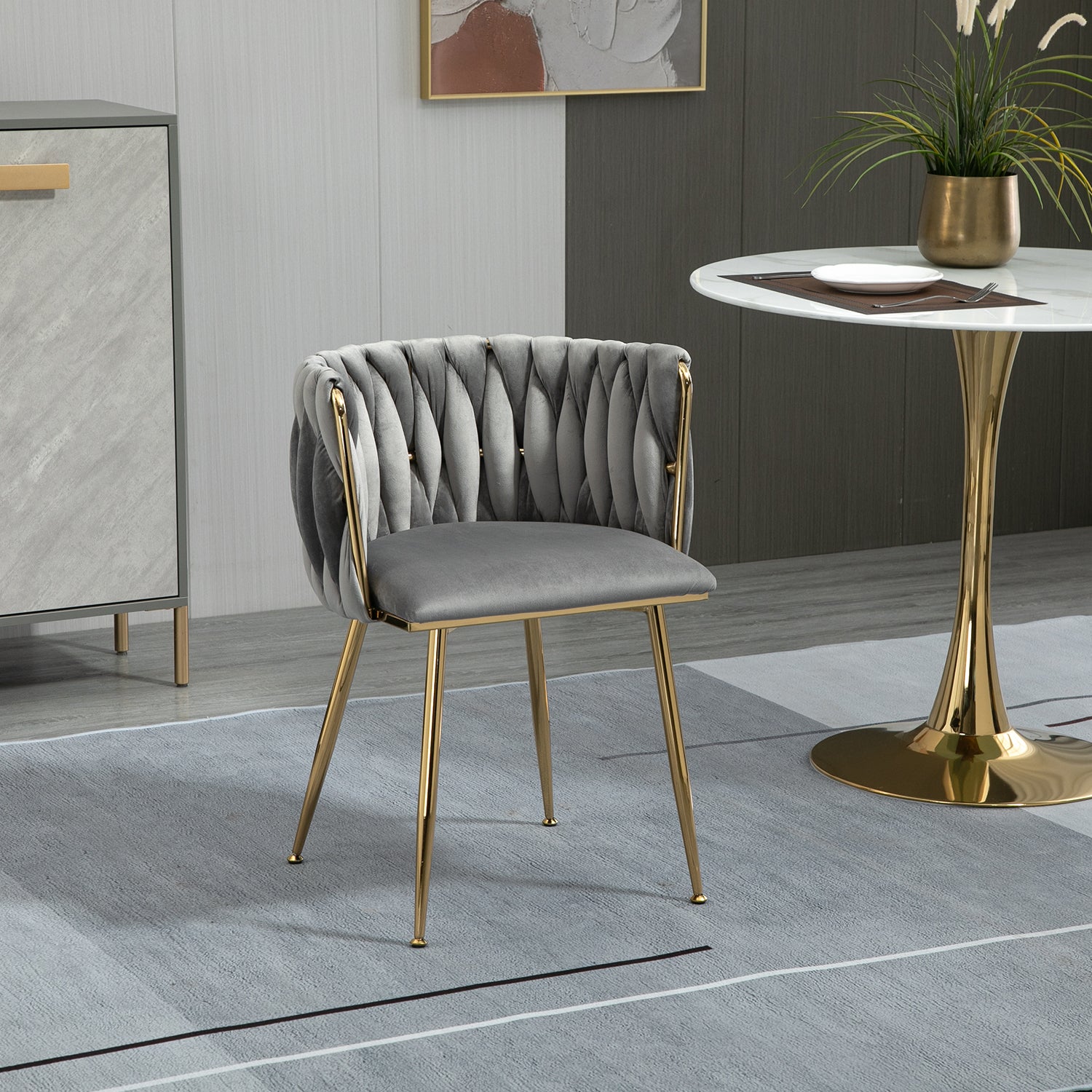 Coolmore Leisuredining Chairsaccent Chair2Pc Set Grey Metal