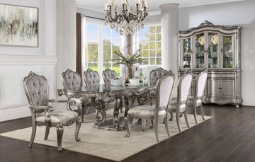 Ariadne Dining Table, Antique Plantinum Finish Dn02281 Light Gray Plywood