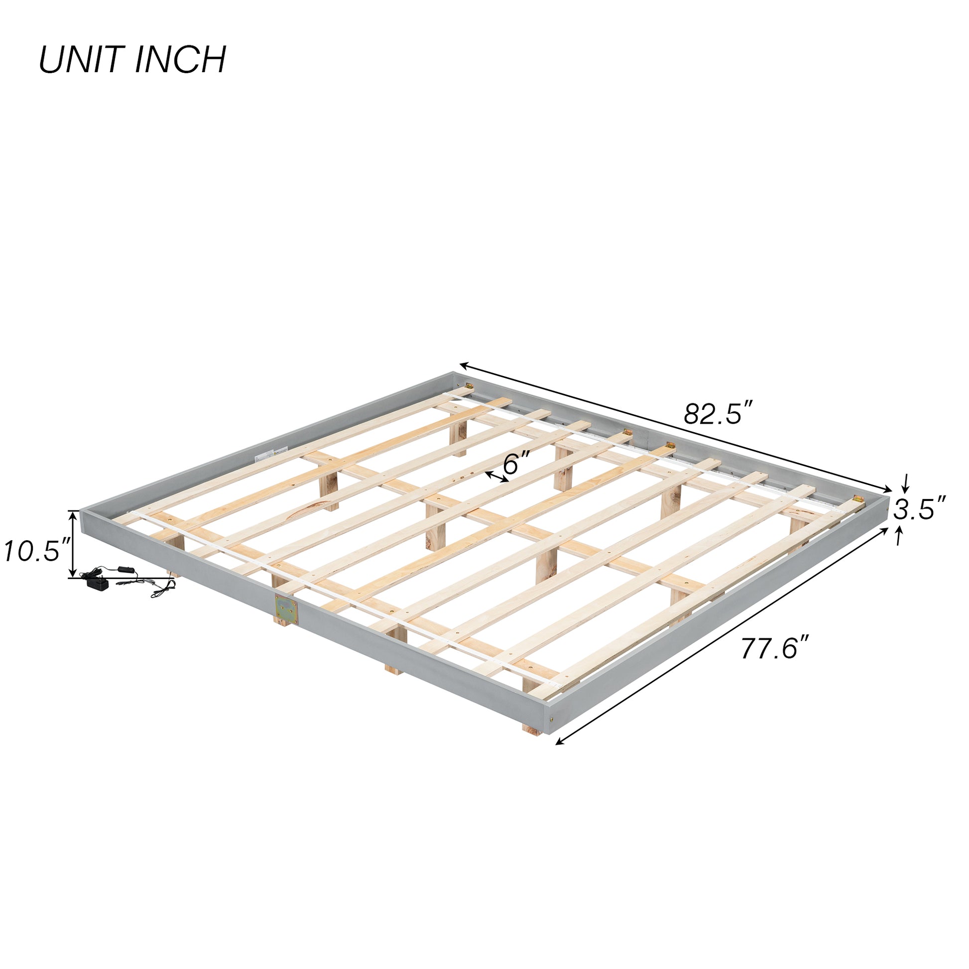 King Size Floating Bed With Led Lights Underneath,Modern King Size Low Profile Platform Bed With Led Lights,Grey King Grey Wood Bedroom American Design Pine Bed Frame Pine