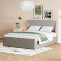 Full Size Sleigh Bed With Side Tilt Hydraulic Storage System, Linen Upholstery, Gray Gray Linen