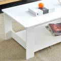 A Modern And Practical White Coffee Table And Coffee Table. The Double Layered Coffee Table Is Made Of Mdf Material,. Suitable For Living Room, Bedroom, And Study.43.3