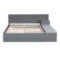 Full Size Wood Storage Hydraulic Platform Bed With Twin Size Trundle, Side Table And Lounge, Gray Box Spring Not Required Full Gray Wood Bedroom Bed Frame Solid Wood Mdf