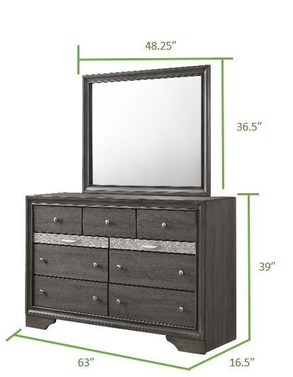 Matrix Traditional 7 Drawer Dresser Made With Wood In Gray Grey Gray Drawer 5 Drawers & Above Bedroom Dovetail Joints Traditional Solid Wood Mdf Wood