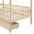 Twin Size Wooden House Bed With Two Drawers, Natural Box Spring Not Required Twin Natural Wood Bedroom Pine Bed Frame Wood