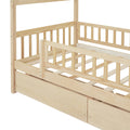 Twin Size Wooden House Bed With Two Drawers, Natural Box Spring Not Required Twin Natural Wood Bedroom Pine Bed Frame Wood