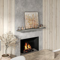 Homcom 72 Inch Fireplace Mantel, Floating Farmhouse Solid Fir Wood Shelf, Handmade Heavy Duty Wall Mounted Shelf, With Metal Bracket, Rustic Gray Gray Wood