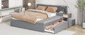 Full Size Wood Storage Hydraulic Platform Bed With Twin Size Trundle, Side Table And Lounge, Gray Box Spring Not Required Full Gray Wood Bedroom Bed Frame Solid Wood Mdf