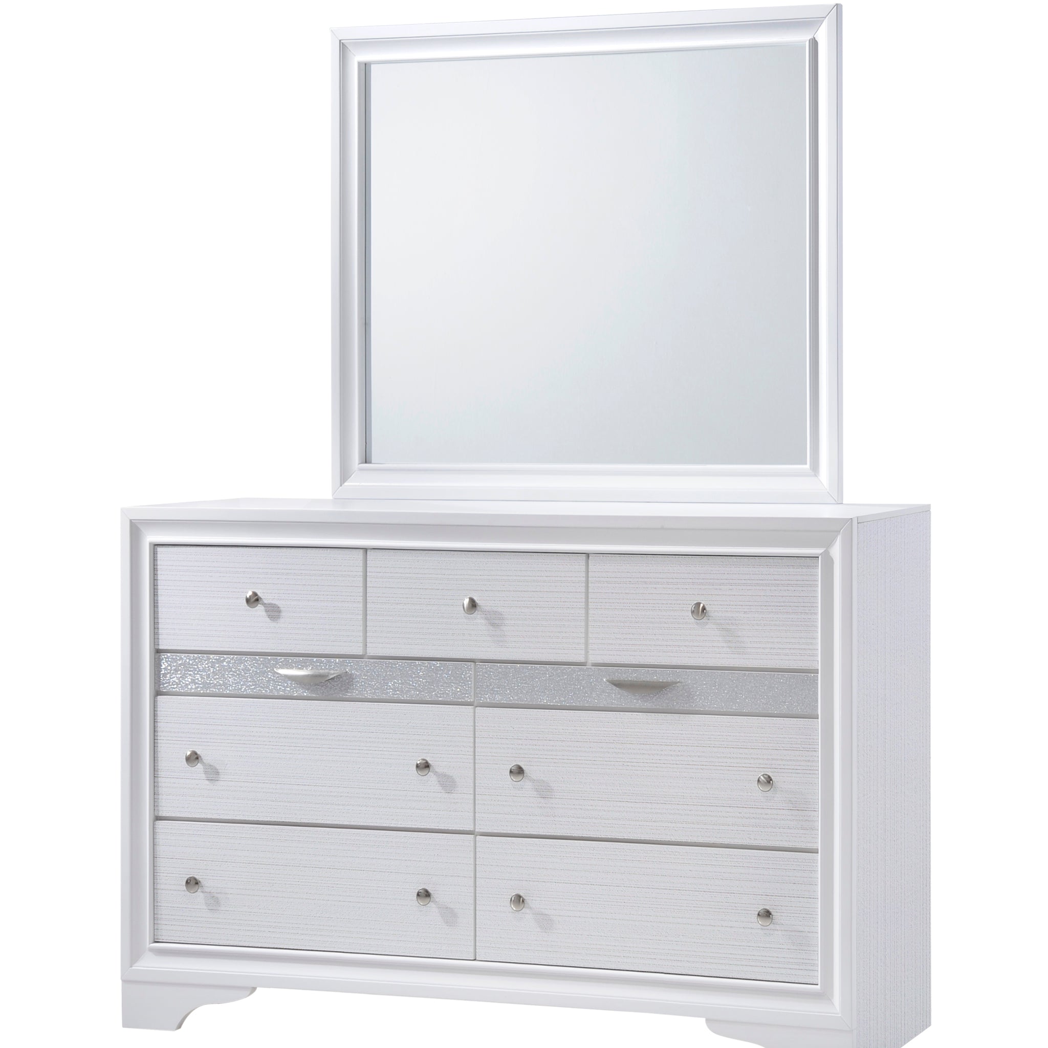 Traditional Matrix 7 Drawer Dresser In White Made With Wood White Drawer 5 Drawers & Above Bedroom Ball Bearing Glides Traditional White Solid Wood Mdf Wood