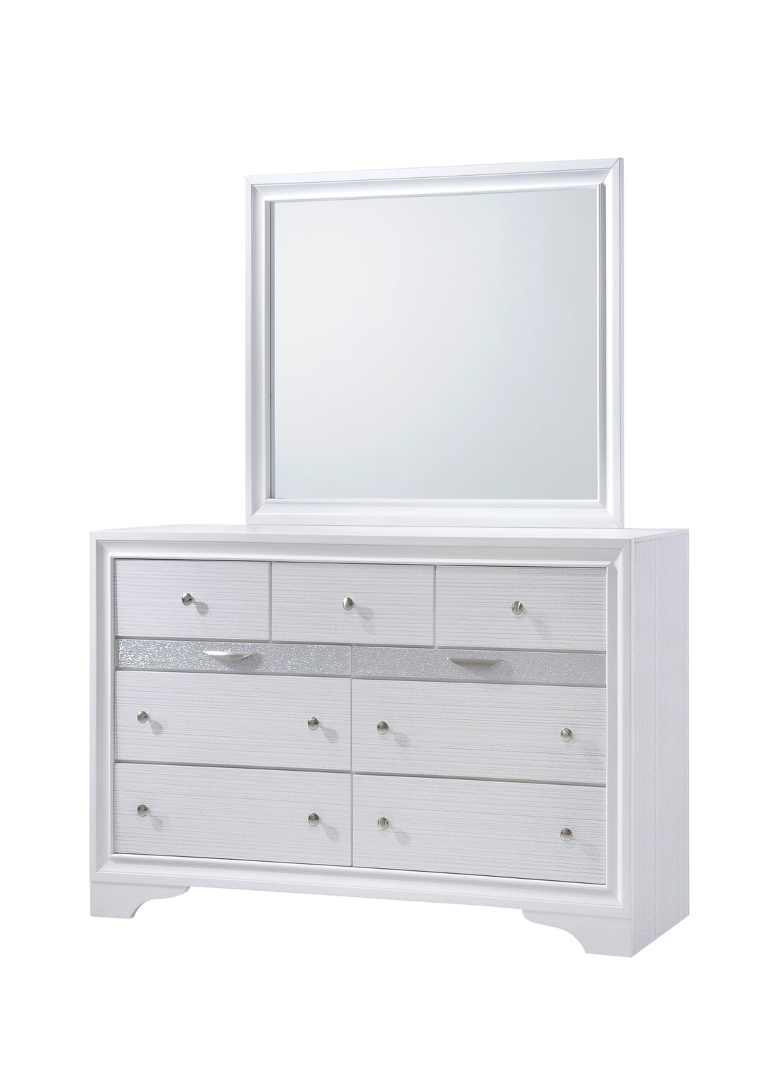 Traditional Matrix 7 Drawer Dresser In White Made With Wood White Drawer 5 Drawers & Above Bedroom Ball Bearing Glides Traditional White Solid Wood Mdf Wood