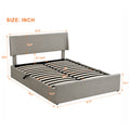 Full Size Sleigh Bed With Side Tilt Hydraulic Storage System, Linen Upholstery, Gray Gray Linen