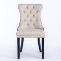 Classic Velvet Dining Chairs, High End Tufted Solid Wood Contemporary Velvet Upholstered Dining Chair With Wood Legs Nailhead, Set Of 2,Beige And Patterned,Sw2201Bg Beige Dining Room American Design Rubberwood Set Of 2 Foam Velvet