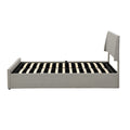Queen Size Sleigh Bed With Side Tilt Hydraulic Storage System, Linen Upholstery, Gray Gray Linen