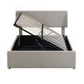 Full Size Sleigh Bed With Side Tilt Hydraulic Storage System, Linen Upholstery, Gray Gray Linen