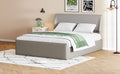 Full Size Sleigh Bed With Side Tilt Hydraulic Storage System, Linen Upholstery, Gray Gray Linen