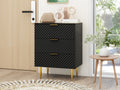 3 Drawer Cabinet, Accent Storage Cabinet, Suitable For Bedroom, Living Room, Study Black Particle Board