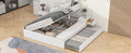 Full Size Wood Storage Hydraulic Platform Bed With Twin Size Trundle, Side Table And Lounge, White Box Spring Not Required Full White Wood Bedroom Bed Frame Solid Wood Mdf