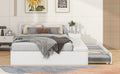 Full Size Wood Storage Hydraulic Platform Bed With Twin Size Trundle, Side Table And Lounge, White Box Spring Not Required Full White Wood Bedroom Bed Frame Solid Wood Mdf