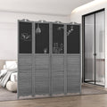 Homcom 4 Panel Folding Room Divider With Blackboard, 5.5 Ft Tall Freestanding Privacy Screen Panels For Bedroom Or Office, Gray Gray Wood