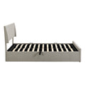 Queen Size Sleigh Bed With Side Tilt Hydraulic Storage System, Linen Upholstery, Gray Gray Linen